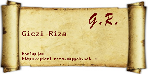 Giczi Riza névjegykártya